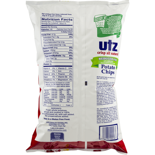 slide 7 of 9, Utz Original Reduced Fat Potato Chips Family Size, 9.5 oz