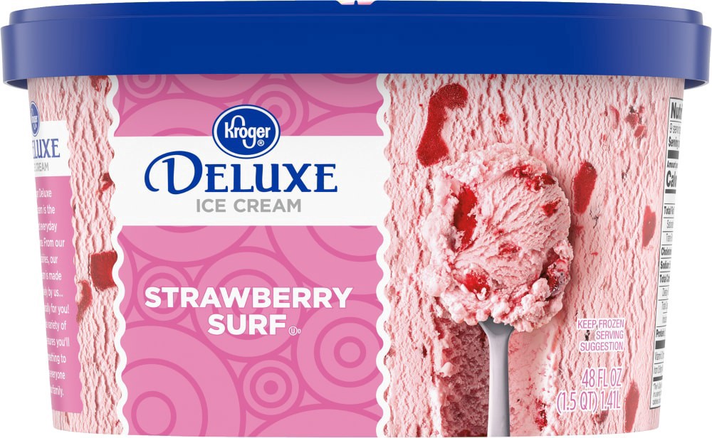 slide 3 of 5, Kroger Deluxe Strawberry Surf Ice Cream, 48 fl oz