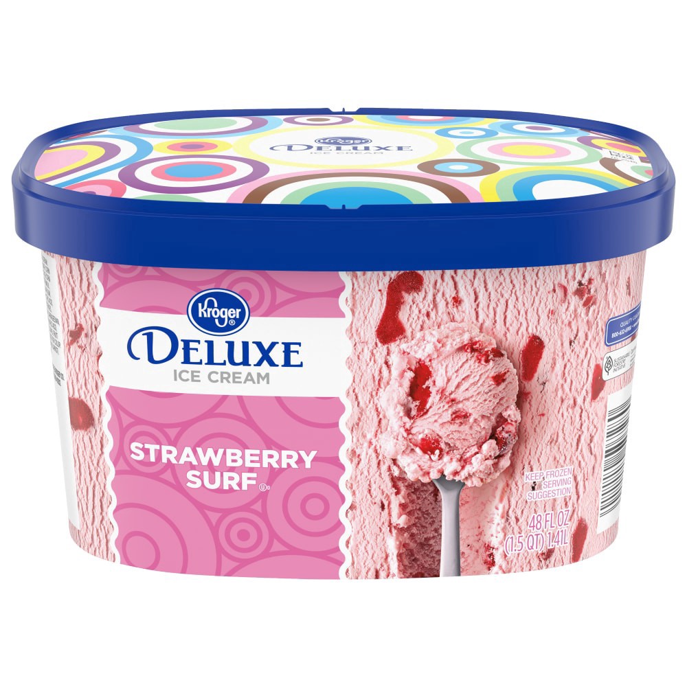 slide 1 of 5, Kroger Deluxe Strawberry Surf Ice Cream, 48 fl oz