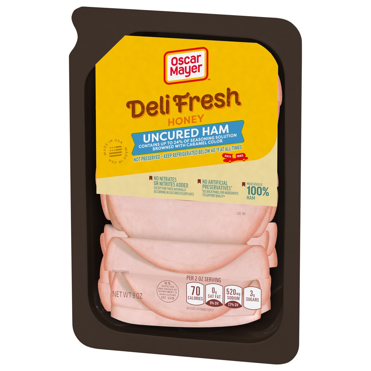 slide 3 of 15, Oscar Mayer Deli Fresh Uncured Honey Ham 9 oz, 9 oz