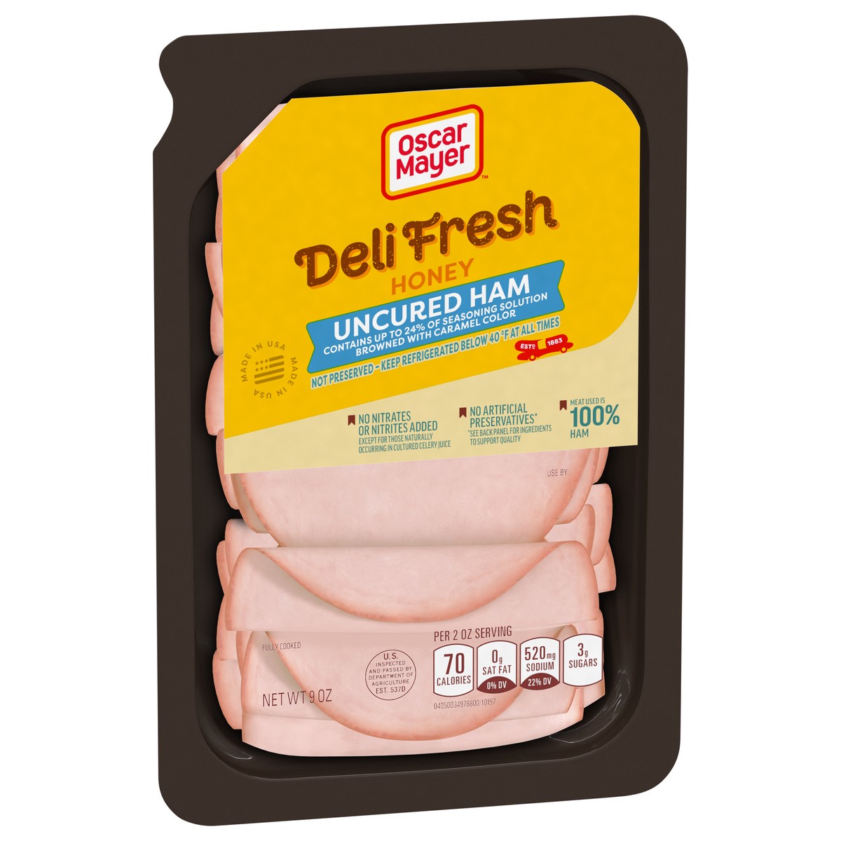 slide 12 of 15, Oscar Mayer Deli Fresh Uncured Honey Ham 9 oz, 9 oz