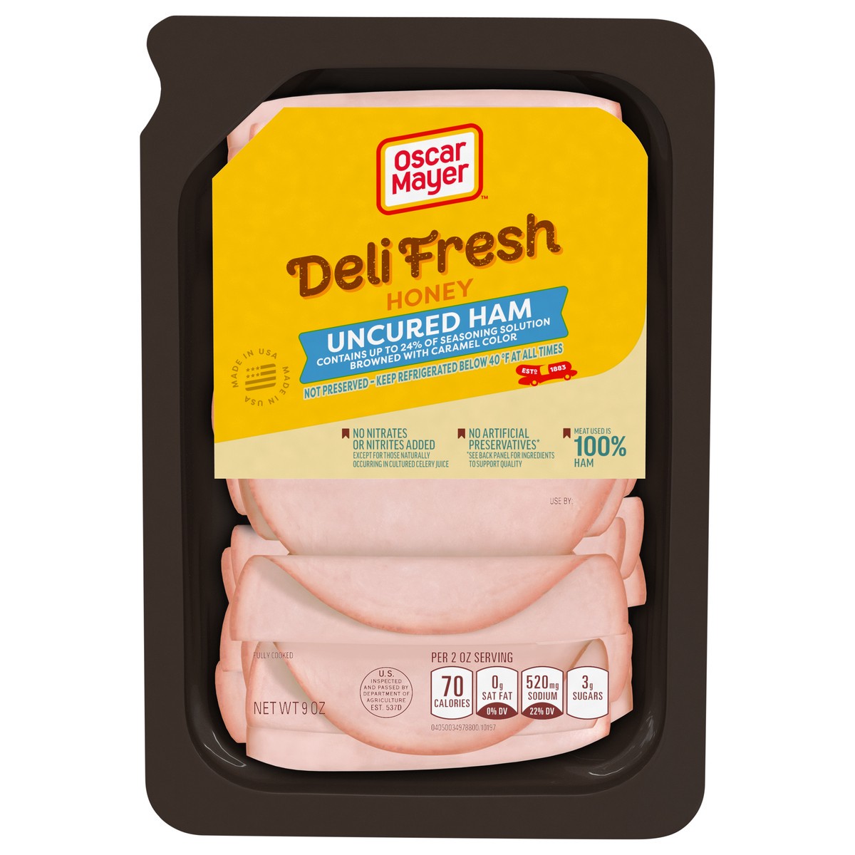 slide 10 of 15, Oscar Mayer Deli Fresh Uncured Honey Ham 9 oz, 9 oz