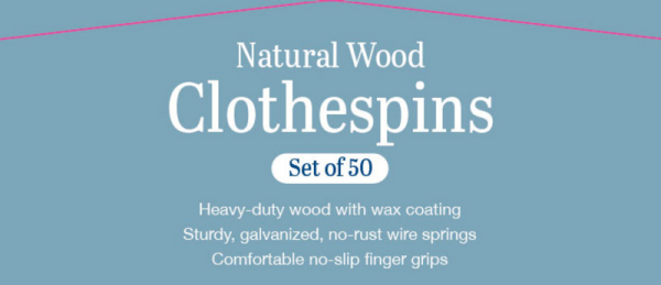 slide 2 of 4, Whitmor Clothespins 50 ea, 50 ct