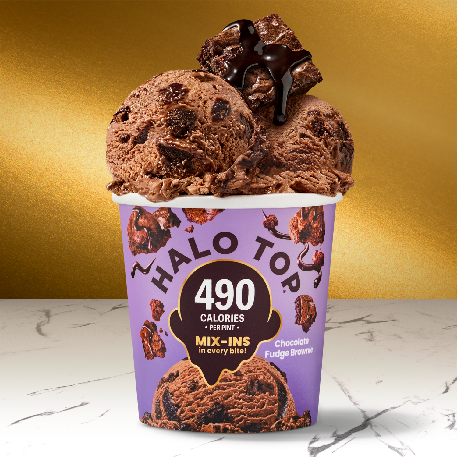 slide 3 of 4, Halo Top Chocolate Fudge Brownie Light Ice Cream Pint, 16 fl oz, 1 pint