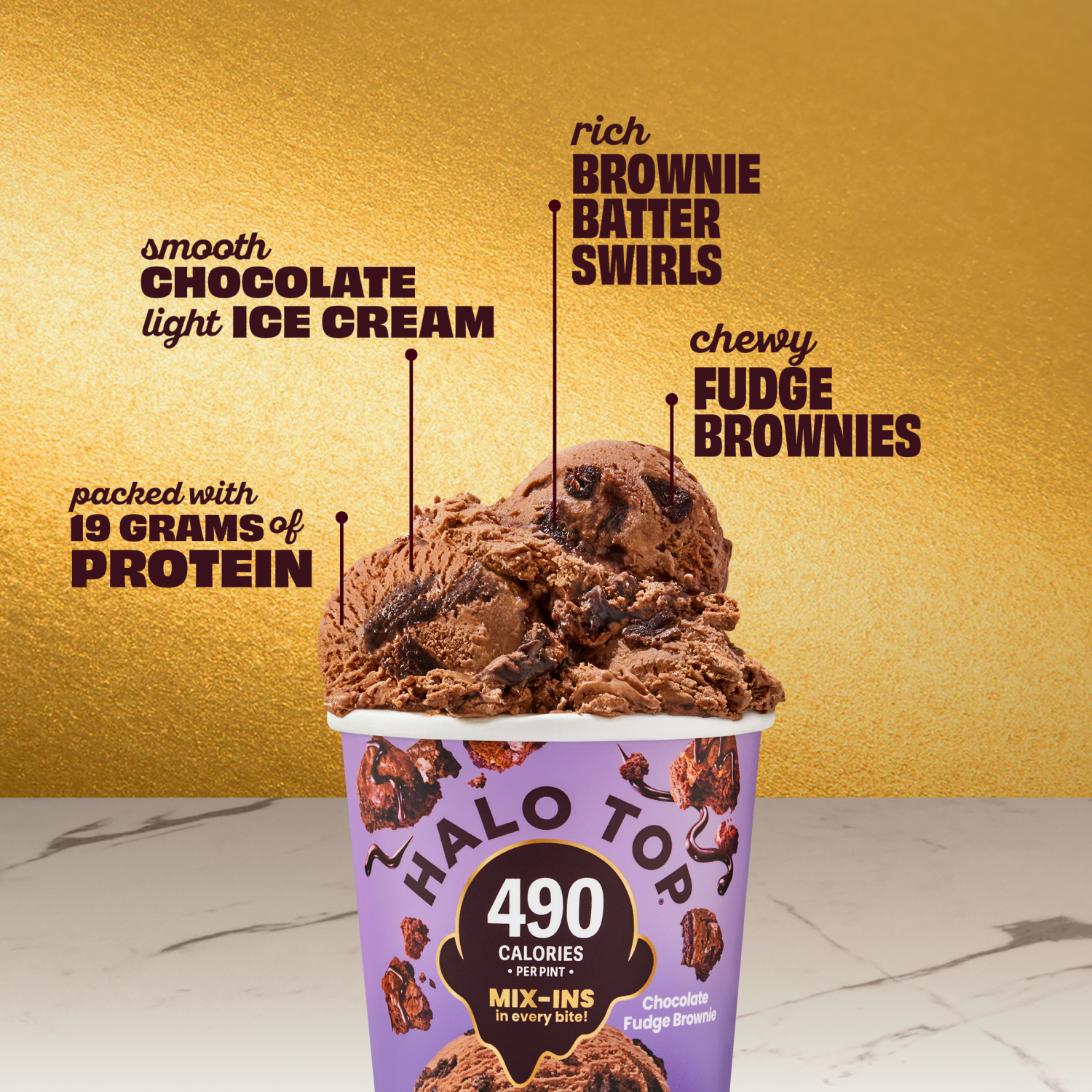 slide 4 of 4, Halo Top Chocolate Fudge Brownie Light Ice Cream Pint, 16 fl oz, 1 pint