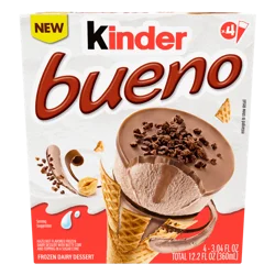Wells Enterprises, Inc. Kinder Bueno Frozen Dessert Cones, 4 Count