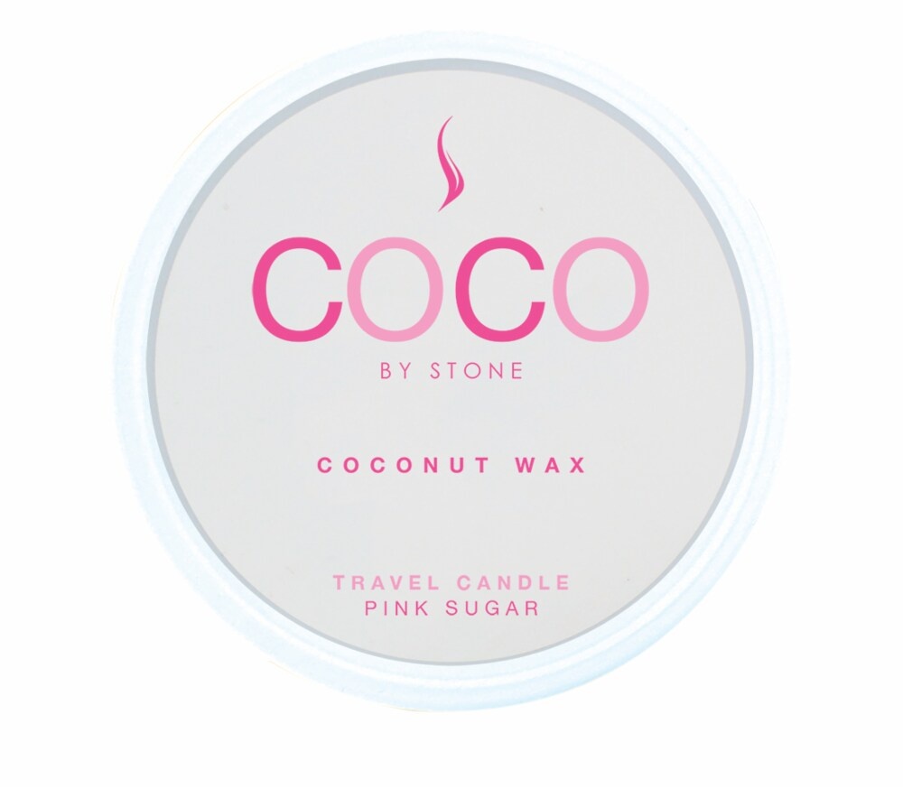 slide 1 of 1, Coco By Stone Pink Sugar Coconut Wax Candle Travel Tin, 3 oz