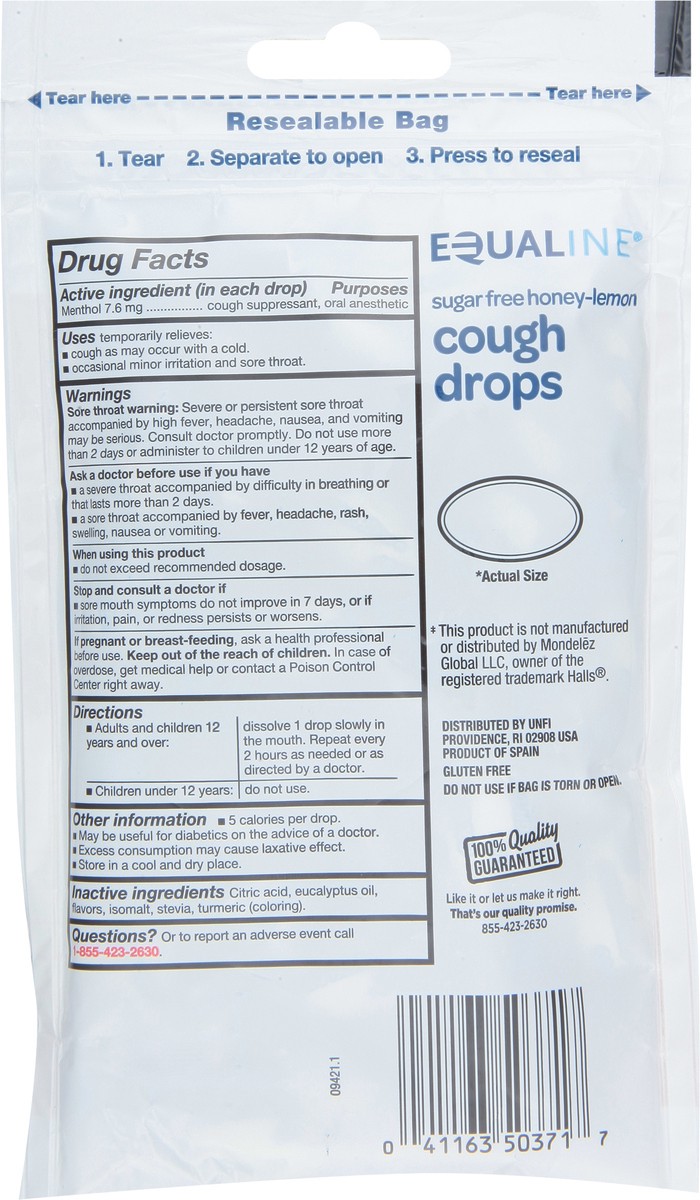 slide 4 of 12, Equaline Sugar Free Honey-Lemon Flavor Cough Drops 1 ea, 1 ct