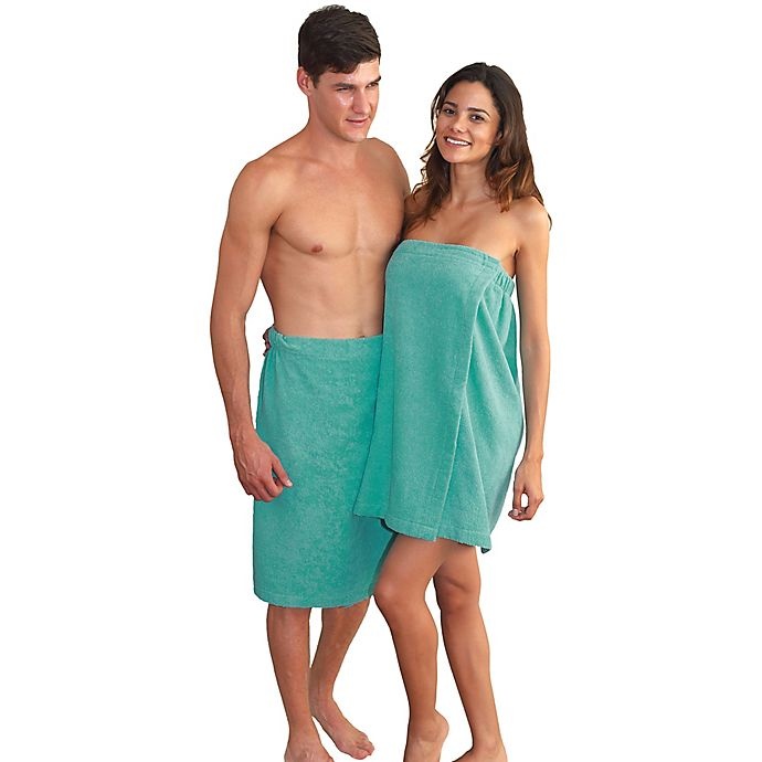 slide 2 of 4, Linum Home Textiles Women's Turkish Cotton Terry Body Wrap - Aqua, 1 ct