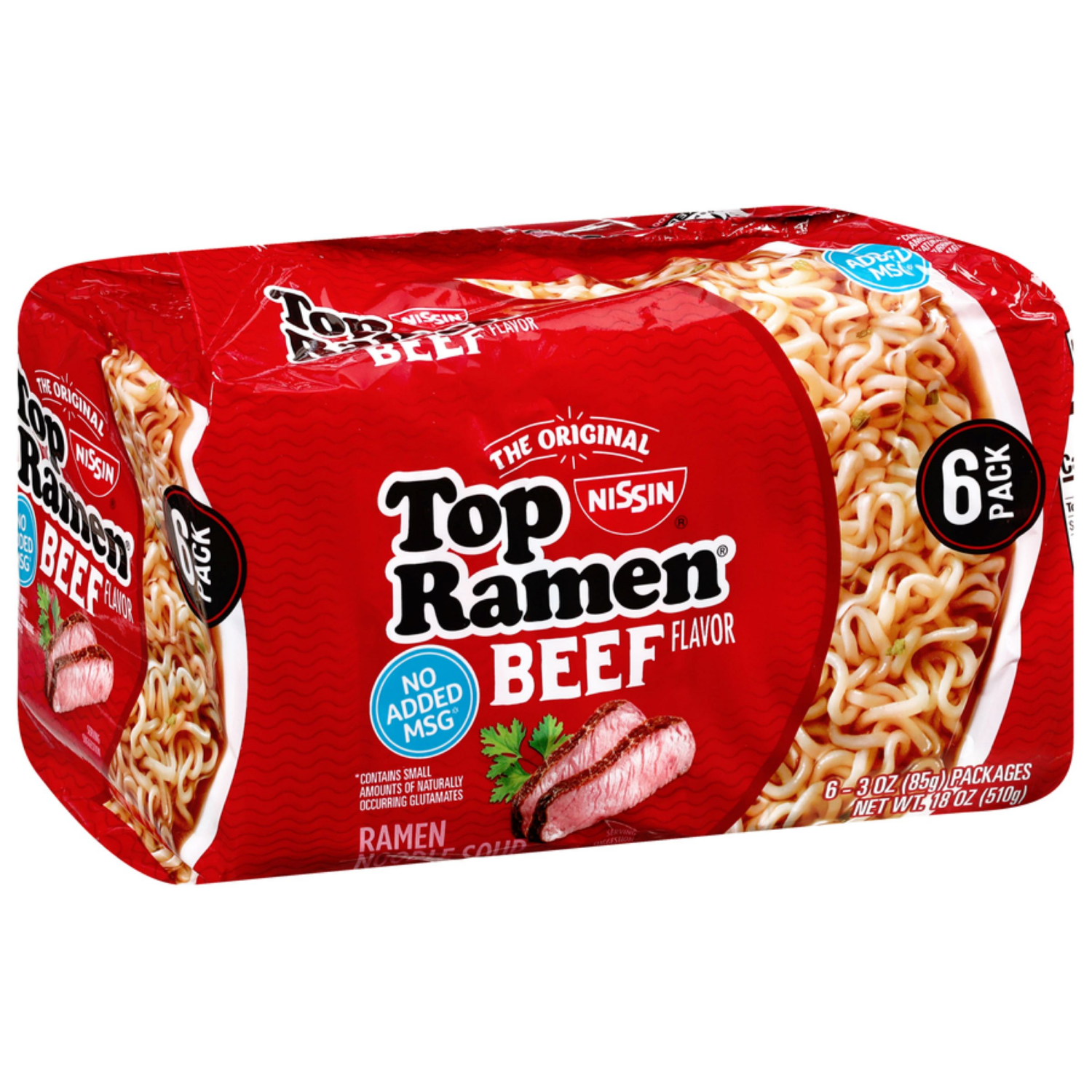 slide 2 of 3, Top Ramen Beef Flavor Ramen Noodle Soup 6 - 3 oz Packages, 6 ct