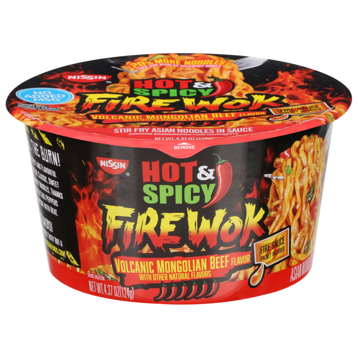 slide 1 of 6, Nissin Hot & Spicy Fire Wok Volcanic Mongolian Beef, 4.37 oz