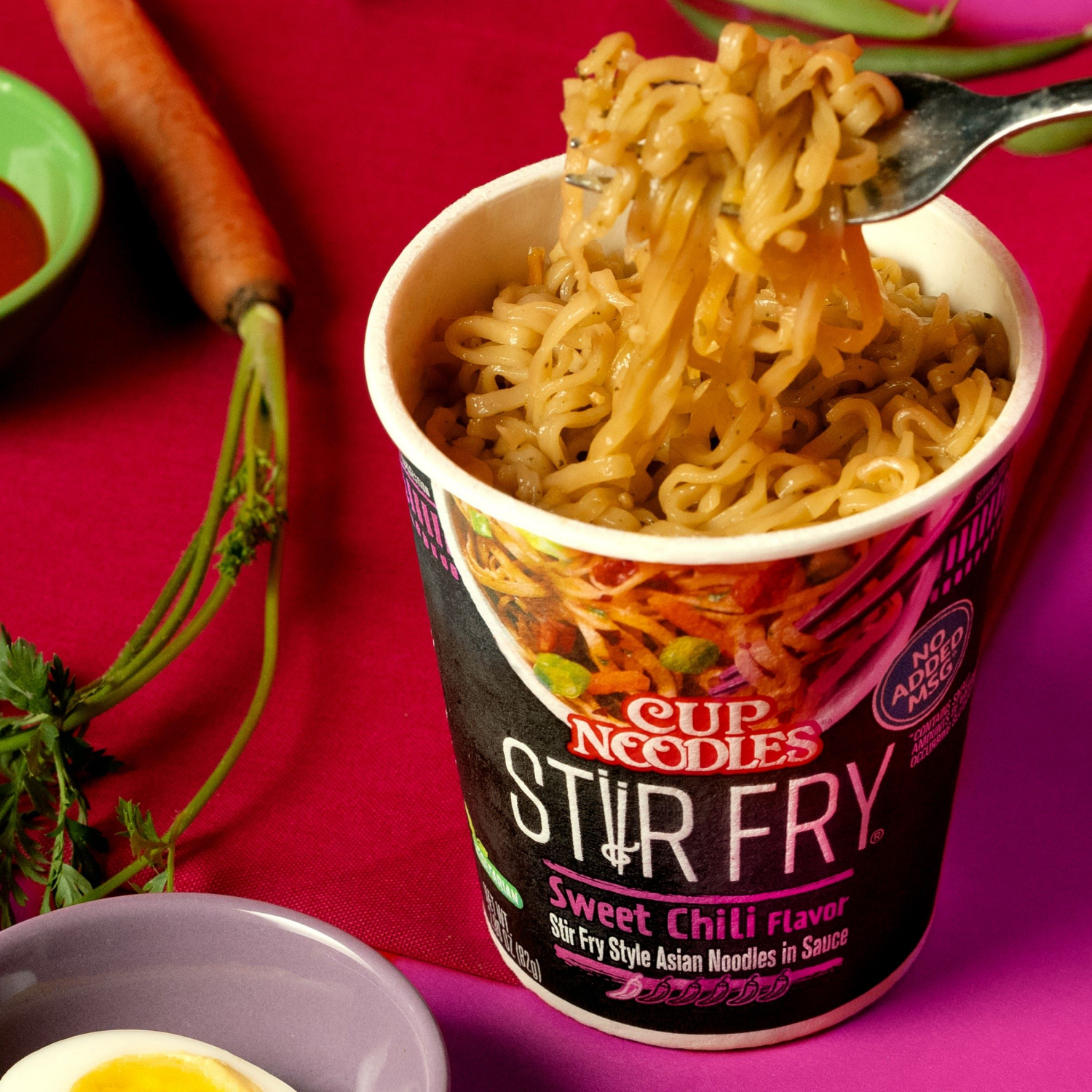 slide 5 of 5, Nissin Cup Noodles Sweet Chili Stir Fry Noodle Bowl, 3 oz