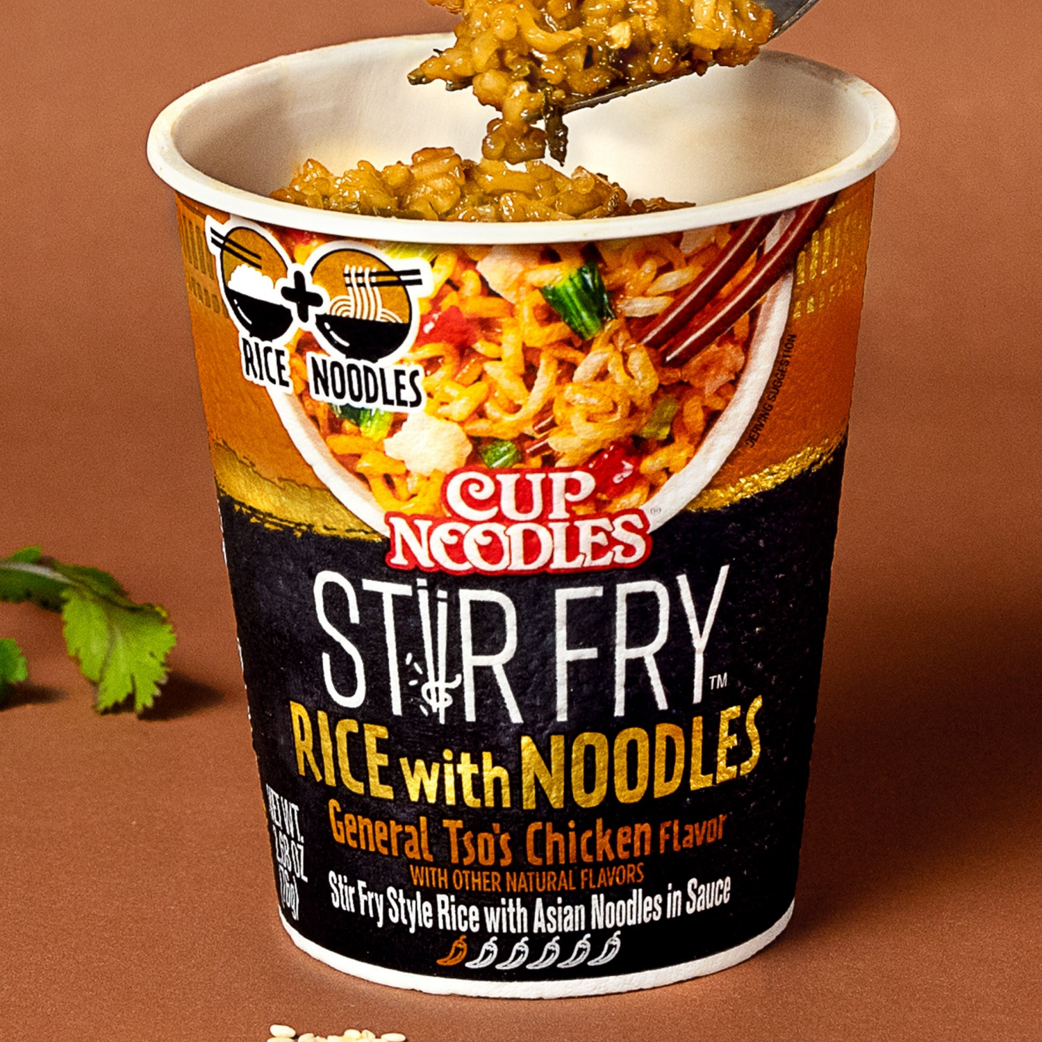 slide 4 of 4, Nissin Cup Noodles Stir Fry Rice With Noodles General Tsos Chicken - 2.68 oz, 2.68 oz