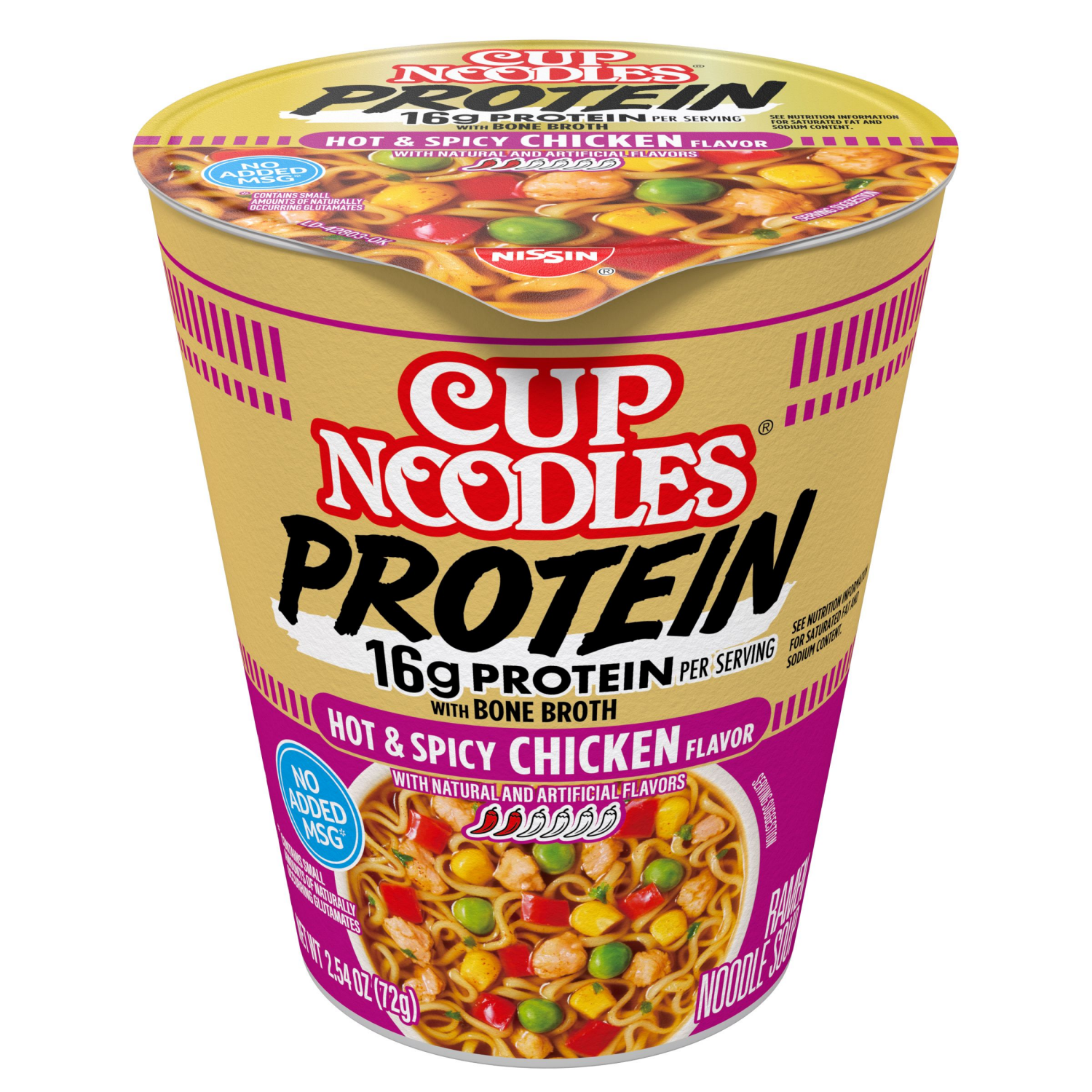 slide 1 of 1, Cup Noodles Protein Hot & Spicy Chicken Flavor Ramen Noodle Soup 2.54 oz, 2.54 oz