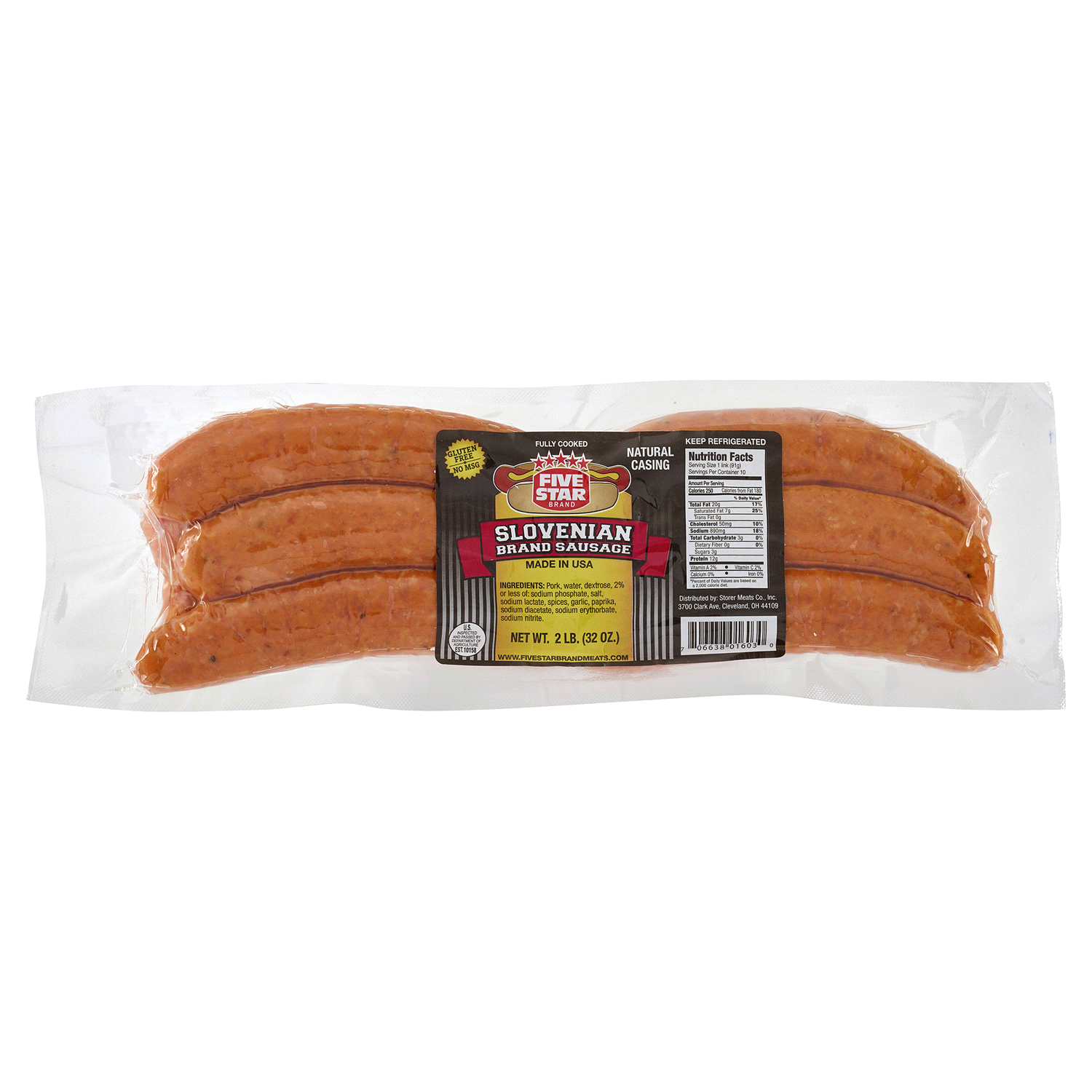 slide 1 of 1, FIVE STAR Brand Natural Casing Slovenian Sausage 32 oz, 32 oz