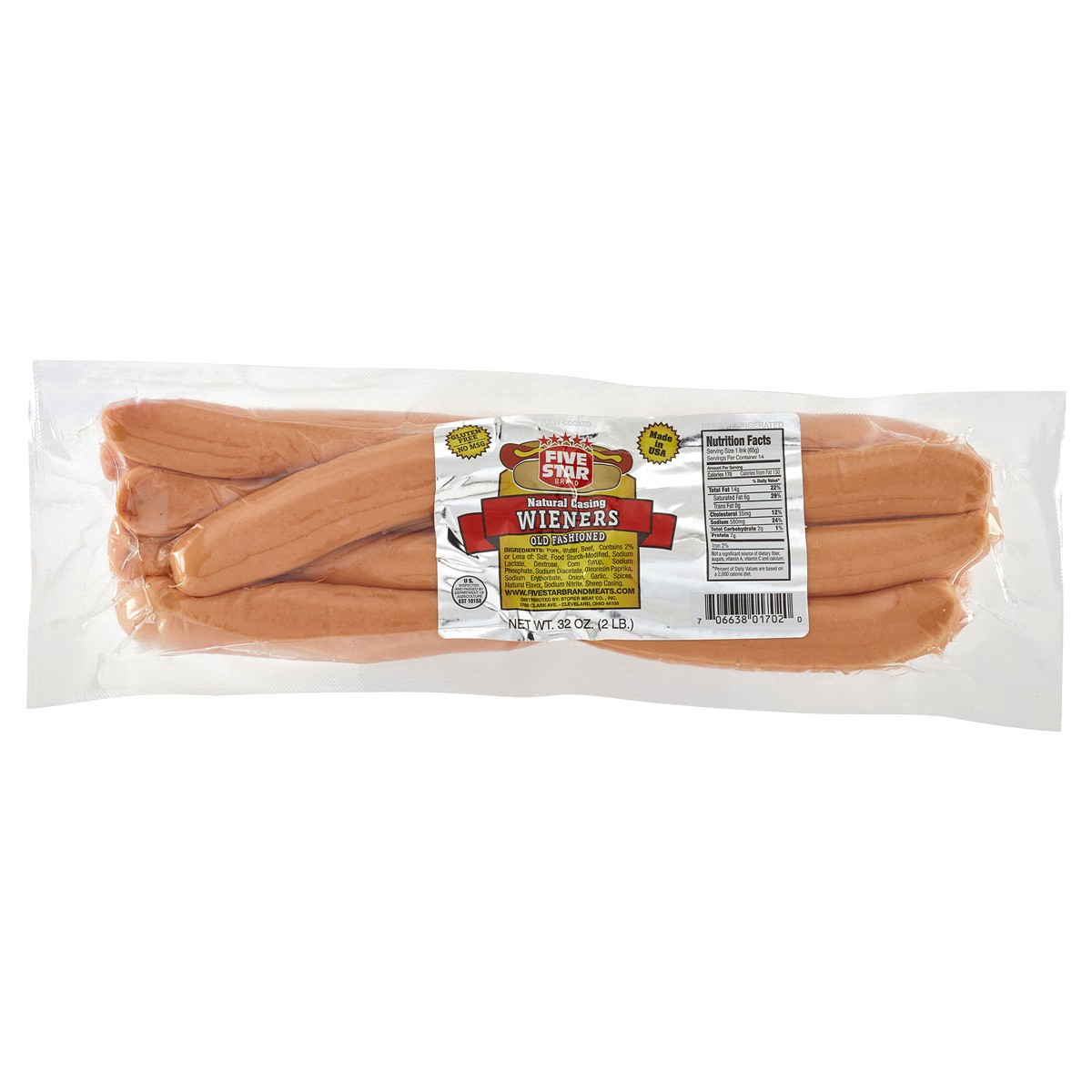 slide 1 of 1, FIVE STAR Brand Natural Casing Old Fashioned Wieners, 32 oz