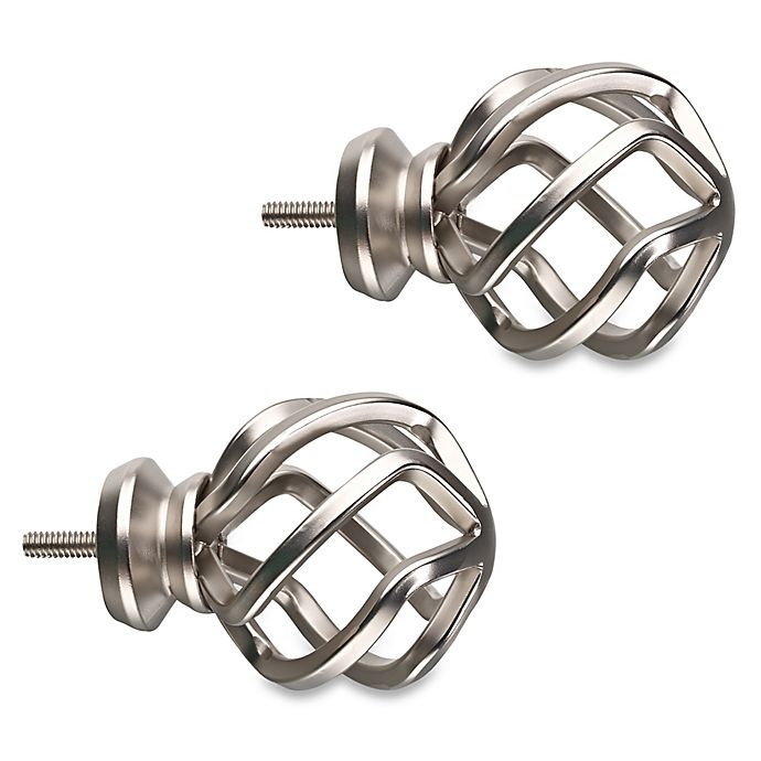 slide 1 of 1, Cambria Premier Complete Birdcage Finials - Brushed Nickel, 2 ct