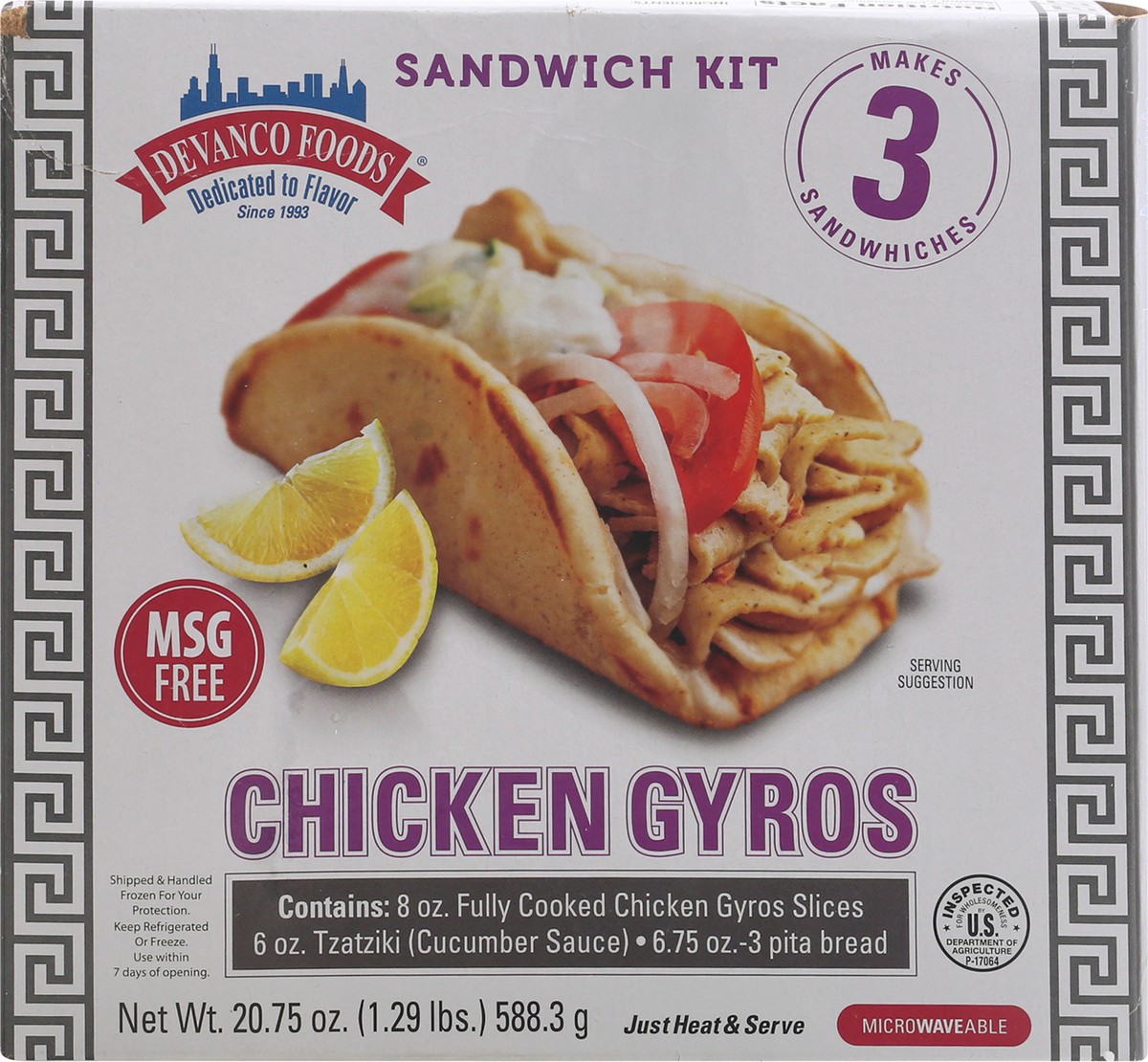slide 1 of 12, Devanco Foods Devanco Gyros Chicken Sandwich Kit, 1 ct