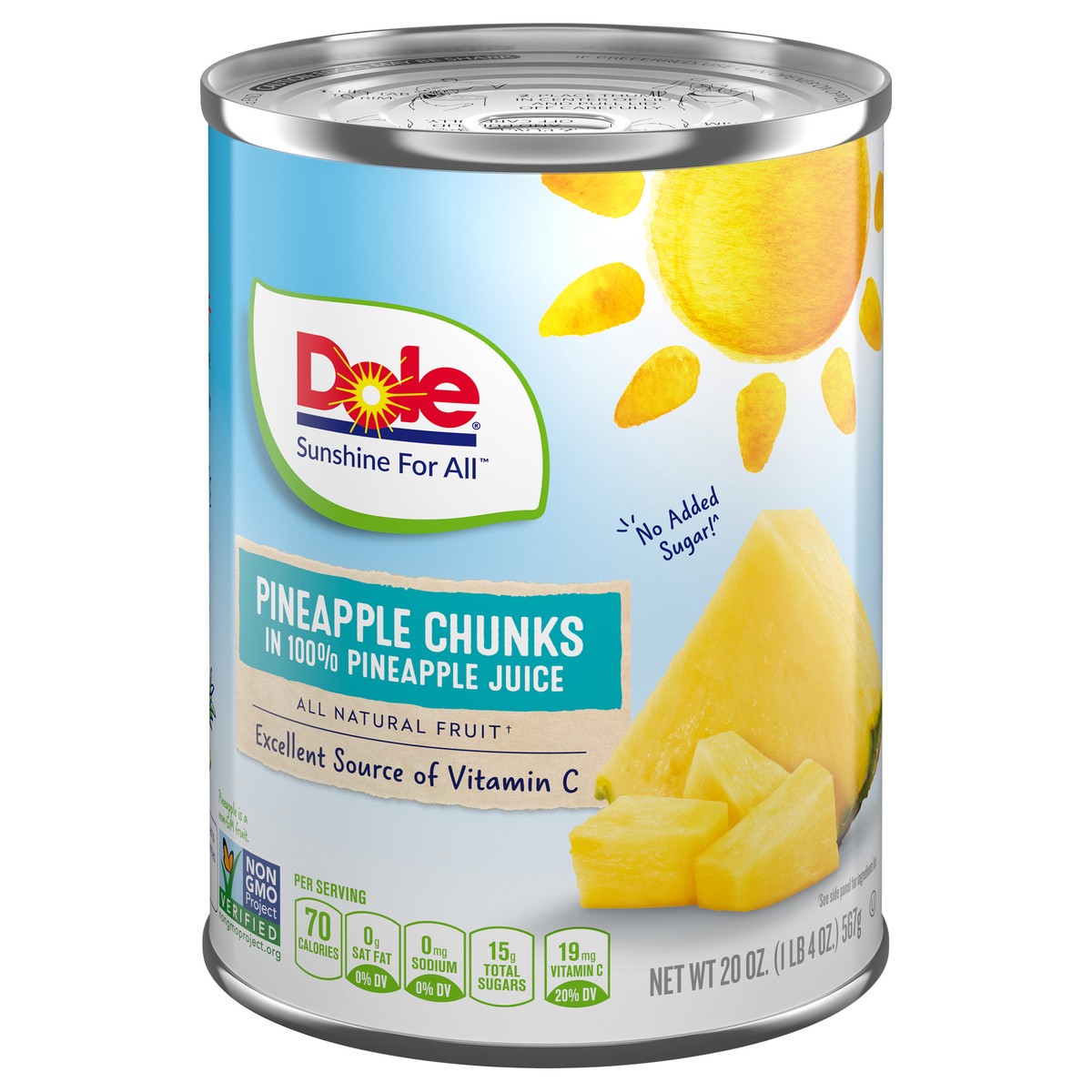 slide 1 of 9, Dole Pineapple Chunks in 100% Pineapple Juice, 20 oz