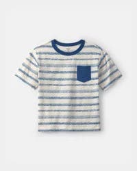 Oshkosh Boys Striped Pocket Tee - Blue/White Blue/White 5