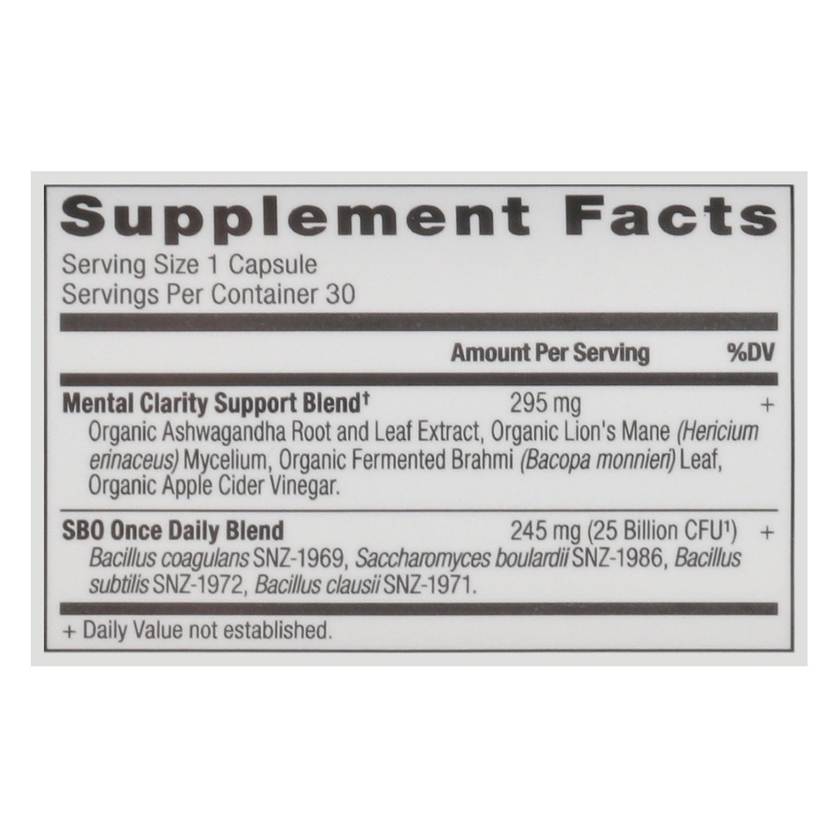 slide 12 of 13, Ancient Nutrition Once Daily Mental Clarity SBO Probiotics 30 Capsules, 30 ct