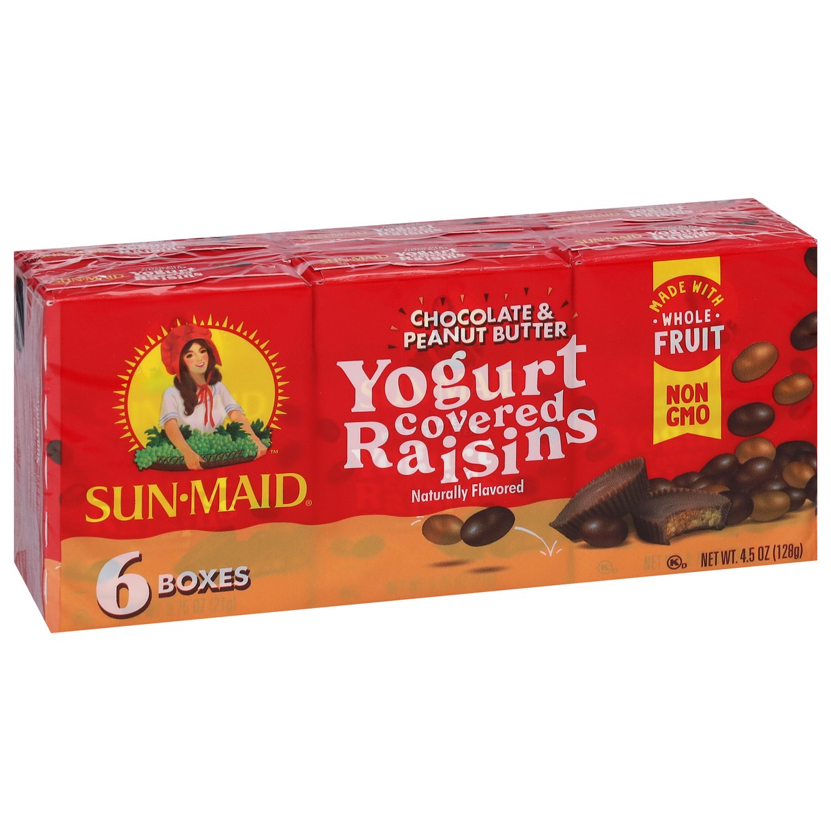 slide 9 of 11, Sun-Maid Yogurt Covered Chocolate & Peanut Butter Raisins 6 Boxes, 6 ct