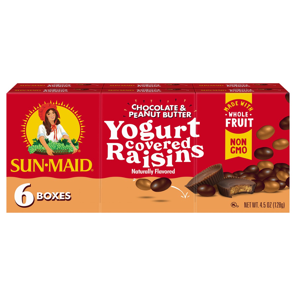 slide 1 of 11, Sun-Maid Yogurt Covered Chocolate & Peanut Butter Raisins 6 Boxes, 6 ct