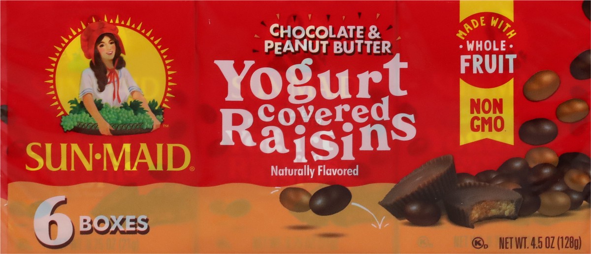 slide 10 of 11, Sun-Maid Yogurt Covered Chocolate & Peanut Butter Raisins 6 Boxes, 6 ct