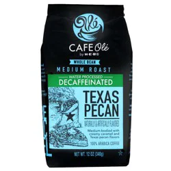 H-E-B Cafe Ole Whole Bean Texas Pecan Decaf Medium Roast Coffee - 12 oz