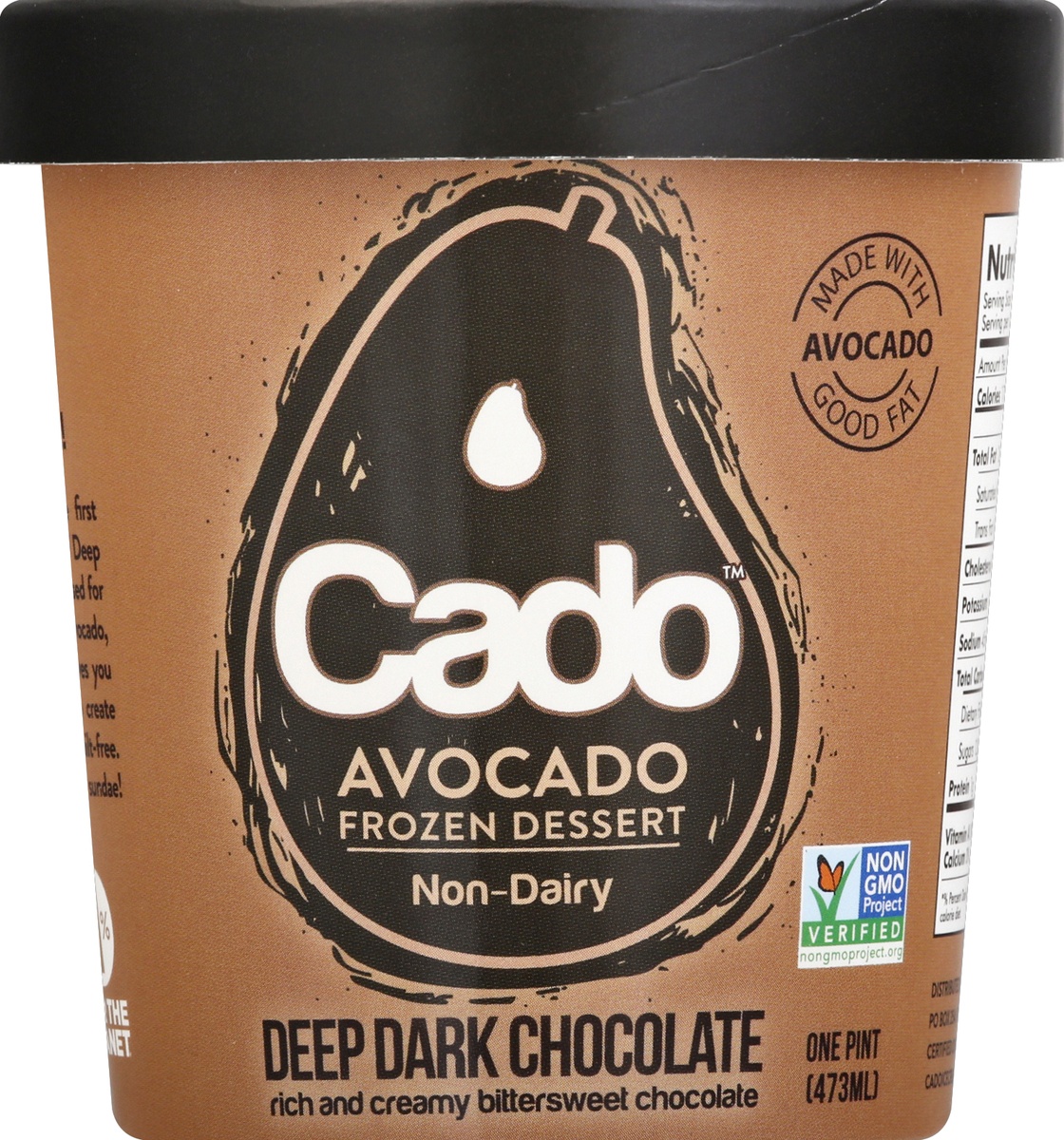 slide 5 of 6, Cado Non-Dairy Avocado Frozen Dessert - Deep Dark Chocolate, 1 pint