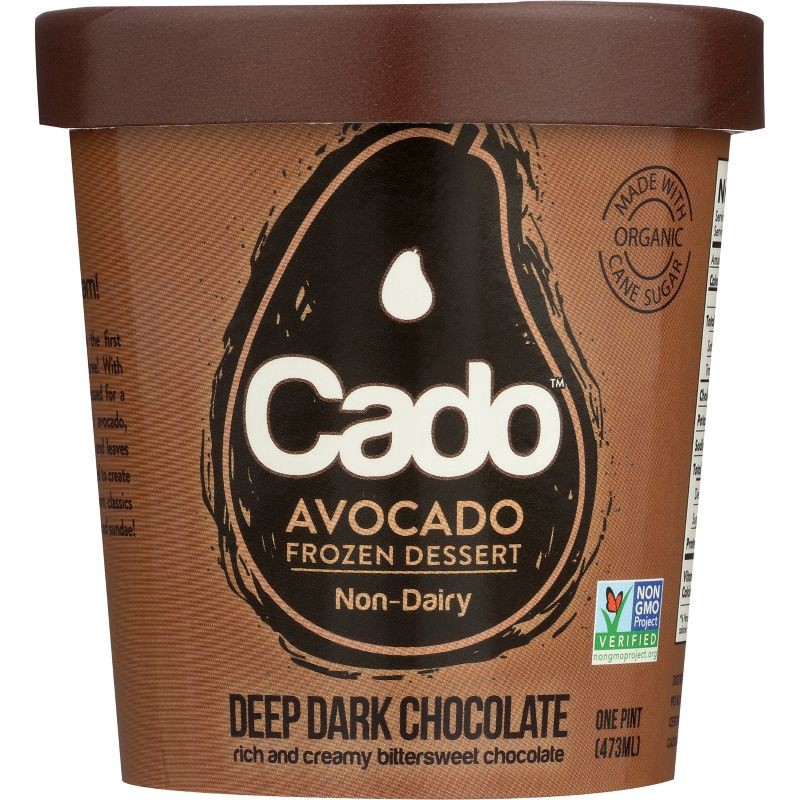 slide 1 of 4, Cado Non-Dairy Avocado Frozen Dessert - Deep Dark Chocolate, 1 pint