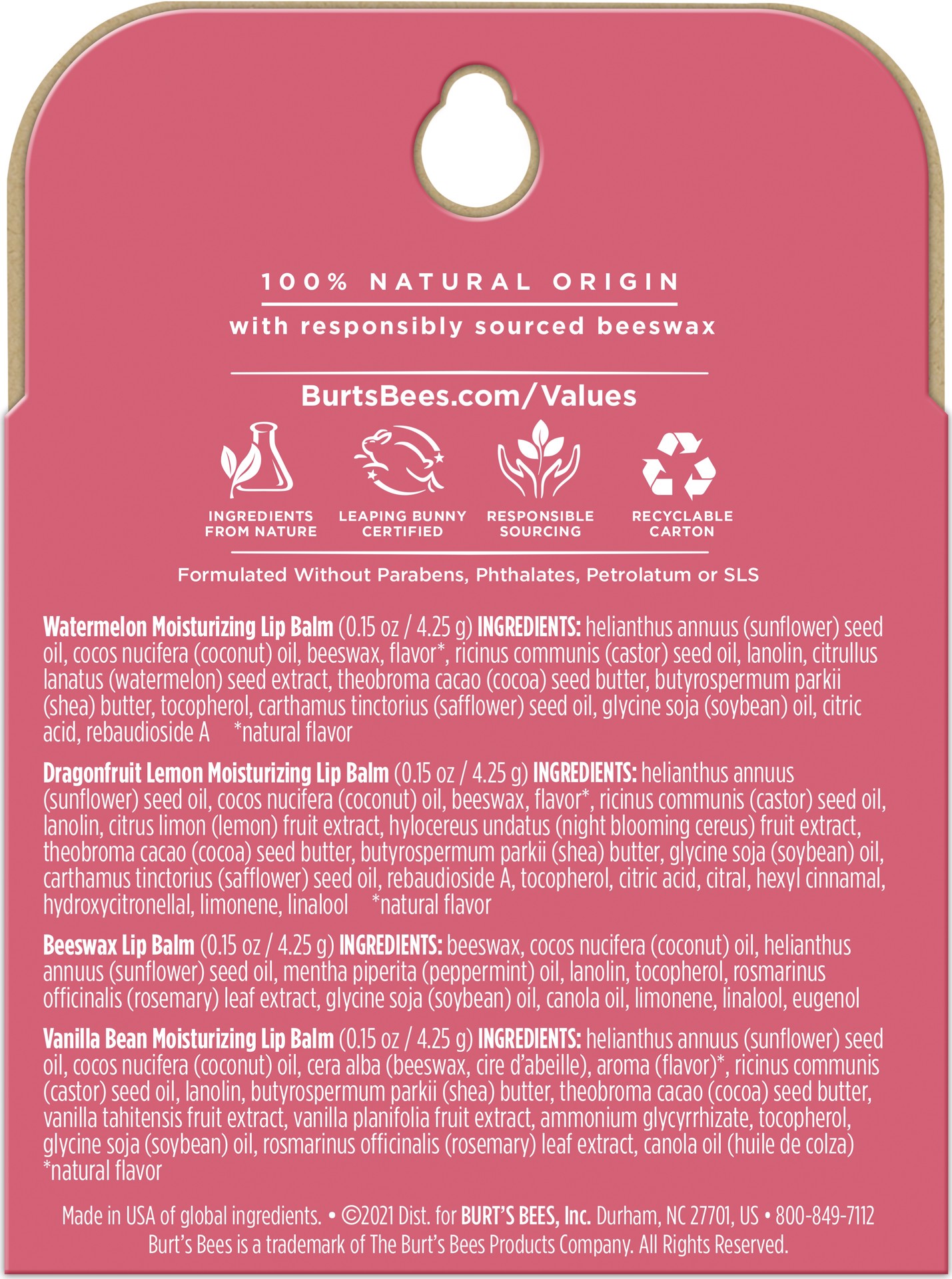 slide 3 of 5, Burt's Bees Discover U Watermelon, Dragonfruit Lemon, Beeswax and Vanilla Bean Lip Balm Pack, Natural Origin Lip Care, 4 Tubes, 0.15 oz., 0.6 oz