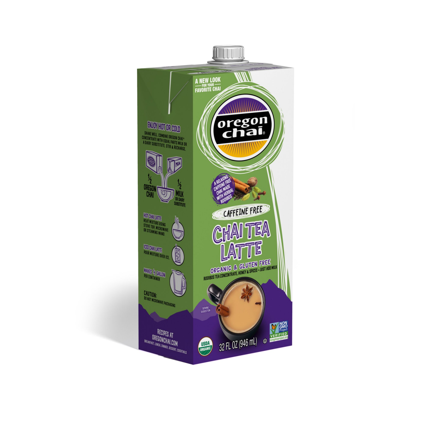 slide 2 of 4, Oregon Chai Caffeine Free Chai Tea Latte 32 fl oz, 32 fl oz
