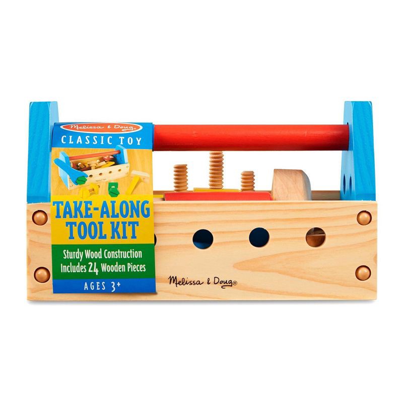 slide 2 of 9, Melissa & Doug Take-Along Tool Kit Wooden Construction Toy (24pc), 24 ct