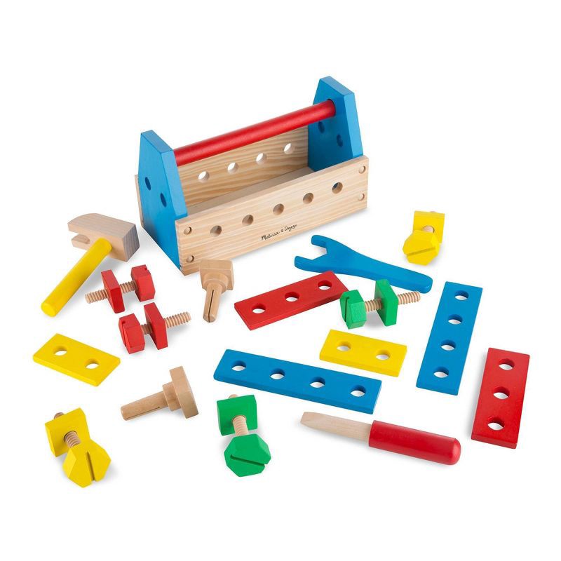 slide 8 of 9, Melissa & Doug Take-Along Tool Kit Wooden Construction Toy (24pc), 24 ct