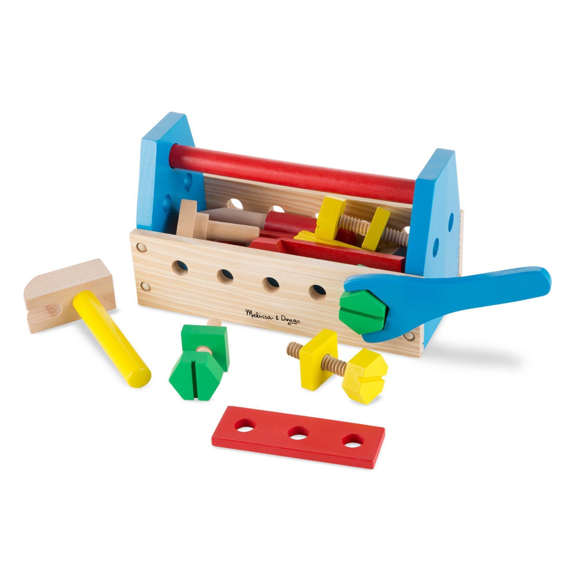 slide 1 of 9, Melissa & Doug Take-Along Tool Kit Wooden Construction Toy (24pc), 24 ct