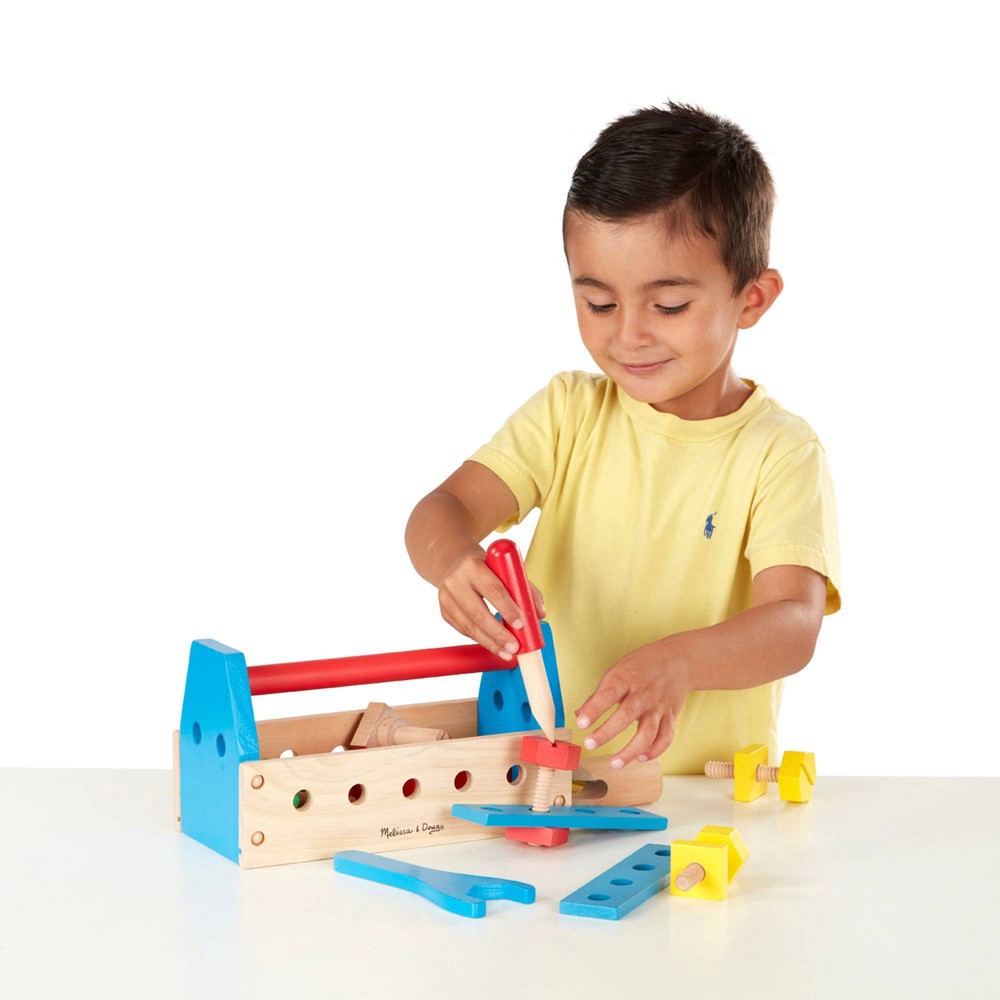 slide 8 of 9, Melissa & Doug Take-Along Tool Kit Wooden Construction Toy (24pc), 24 ct