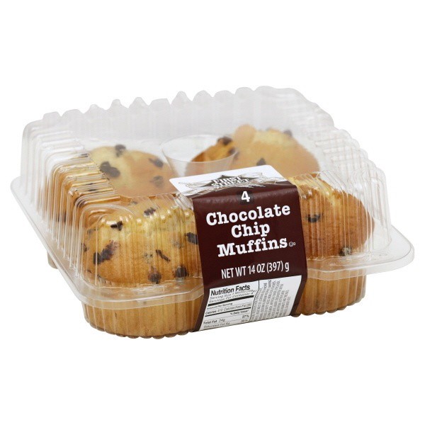 slide 1 of 1, First Street Chocolate Chip Muffins, 14 oz