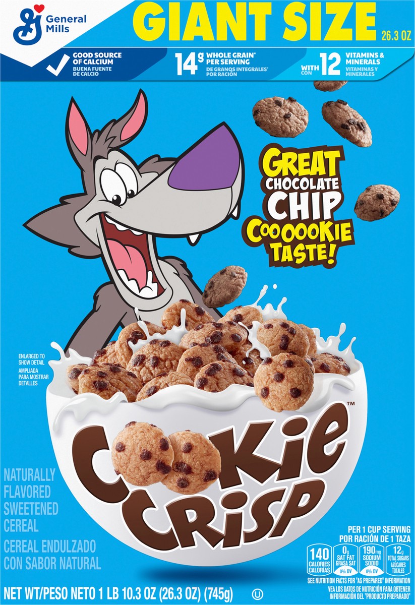 slide 3 of 13, Cookie Crisp Breakfast Cereal, Chocolate Chip Cookie Taste, Made With Whole Grain, Giant Size, 26.3 oz, 26.3 oz