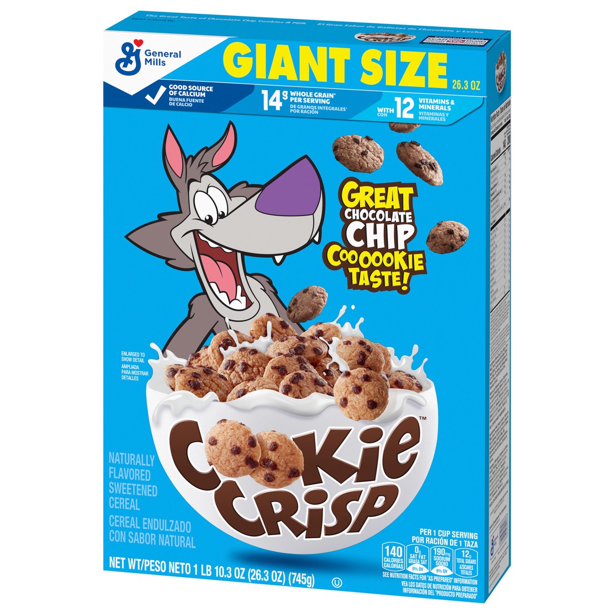 slide 12 of 13, Cookie Crisp Breakfast Cereal, Chocolate Chip Cookie Taste, Made With Whole Grain, Giant Size, 26.3 oz, 26.3 oz