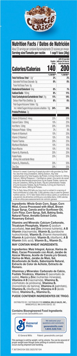 slide 5 of 13, Cookie Crisp Breakfast Cereal, Chocolate Chip Cookie Taste, Made With Whole Grain, Giant Size, 26.3 oz, 26.3 oz