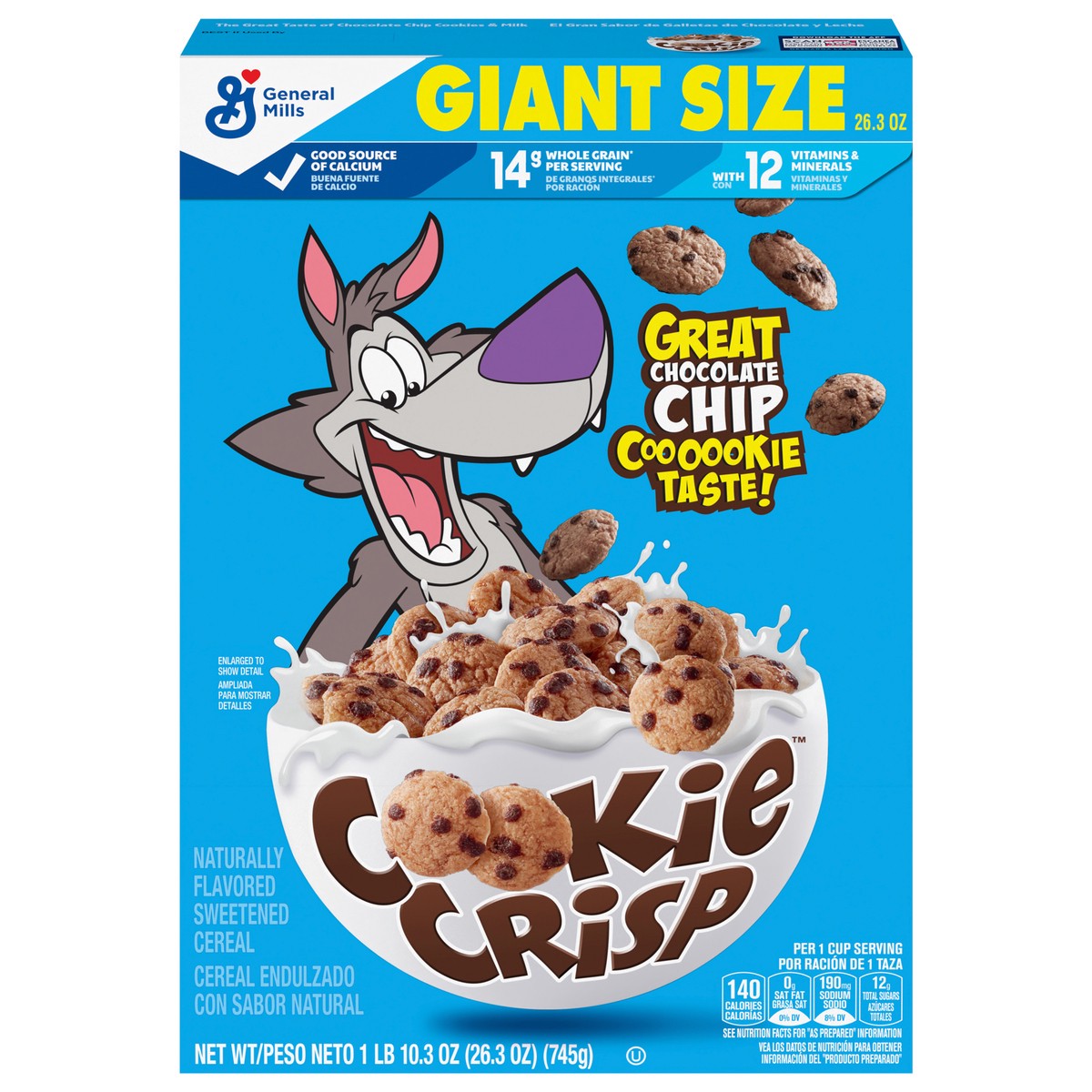slide 7 of 13, Cookie Crisp Breakfast Cereal, Chocolate Chip Cookie Taste, Made With Whole Grain, Giant Size, 26.3 oz, 26.3 oz