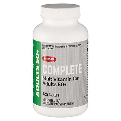 slide 1 of 1, H-E-B Adults 50+ Complete Multivitamin, 125 ct