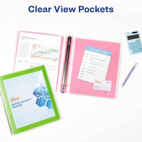slide 9 of 9, Avery Flexi-View 3 Ring Binder, 1"" Round Rings, Red, 1 Binder, 1 ct