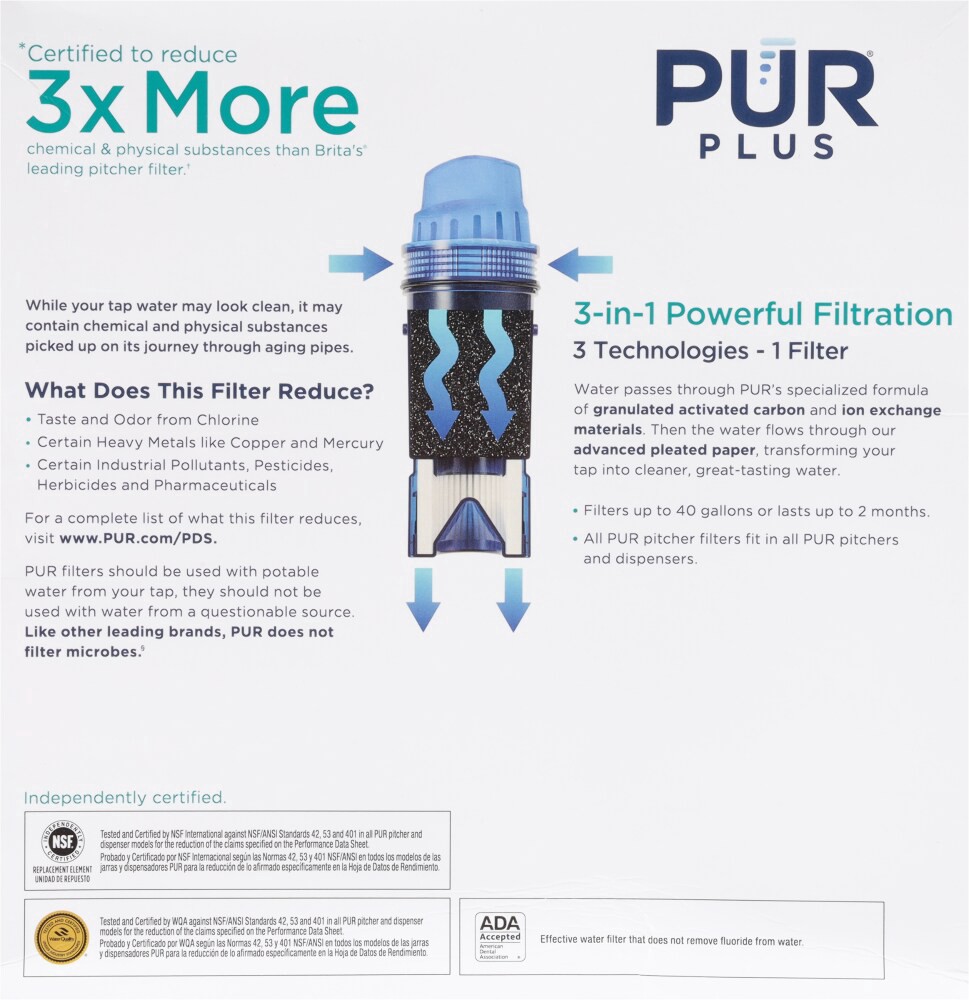 slide 2 of 4, Pur Plus Pitcher Filter 3 ea, 3 ct