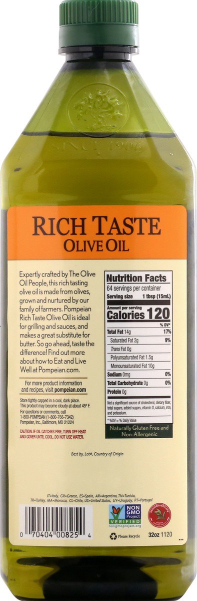 slide 4 of 9, Pompeian Rich Taste Olive Oil, 32 fl oz