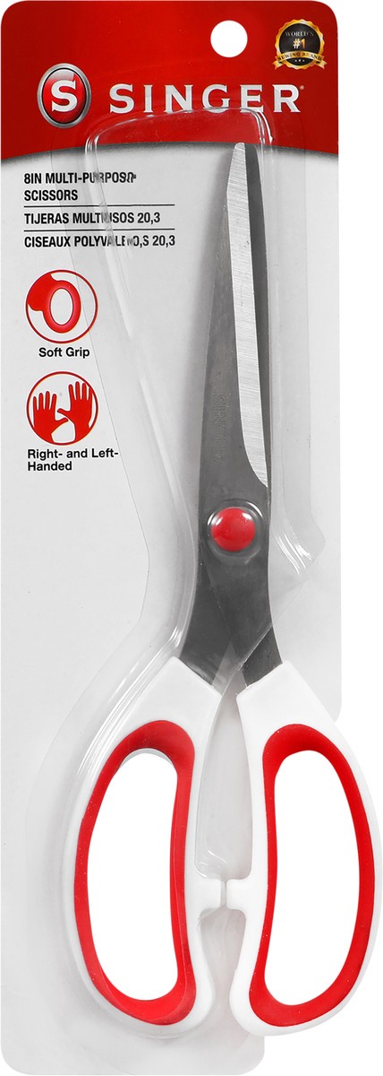 slide 2 of 2, Singer 8" All Purpose Scissors with Red & White Comfort Grip, 1 ct