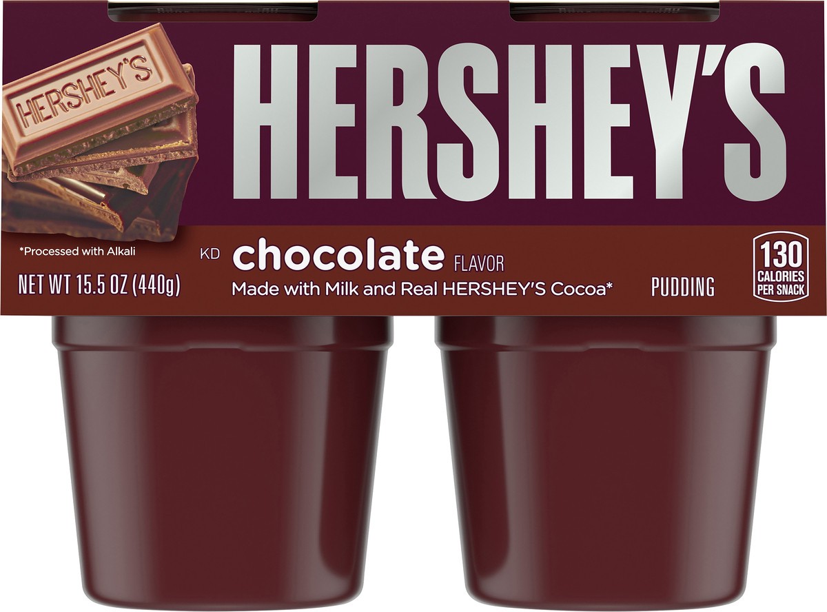 slide 8 of 9, Hershey's Chocolate Ready-to-Eat Pudding Cups Snack with Milk & Real Cocoa, 4 ct Cups, 