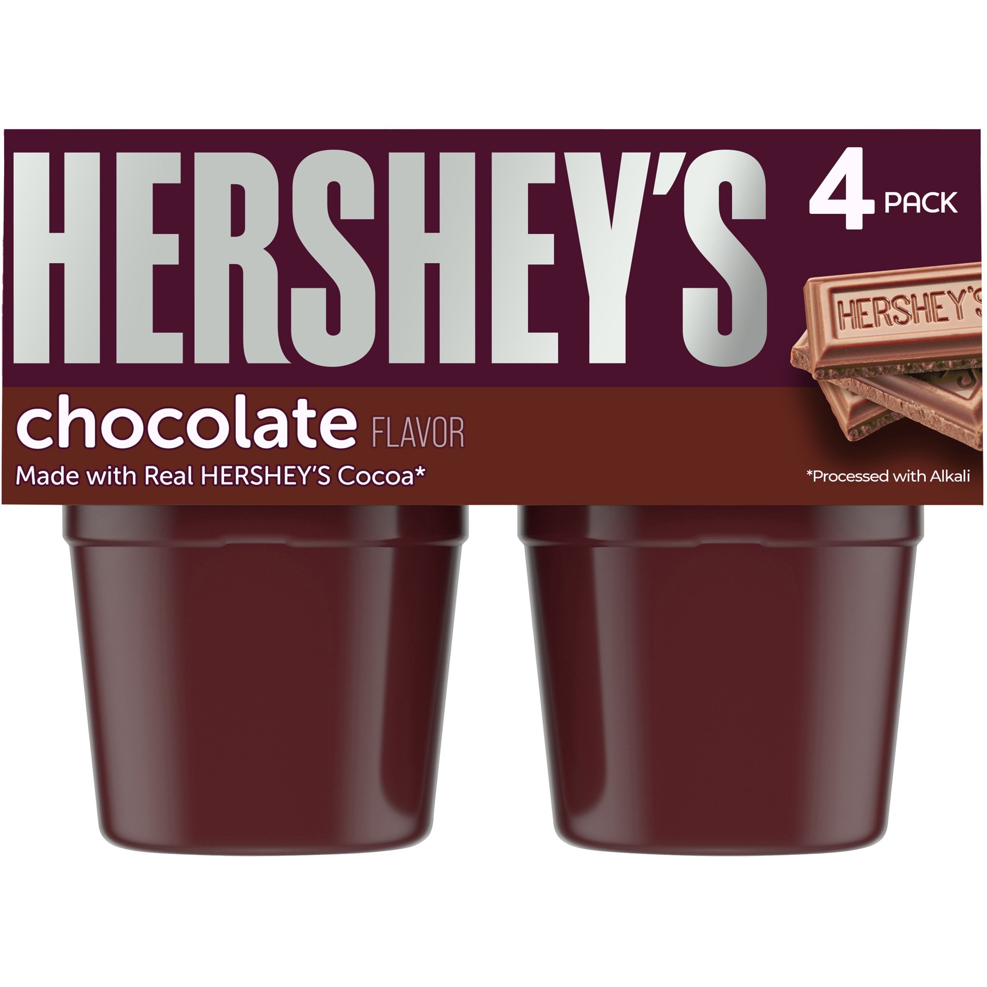 slide 1 of 9, Hershey's Chocolate Ready-to-Eat Pudding Cups Snack with Milk & Real Cocoa, 4 ct Cups, 4 ct