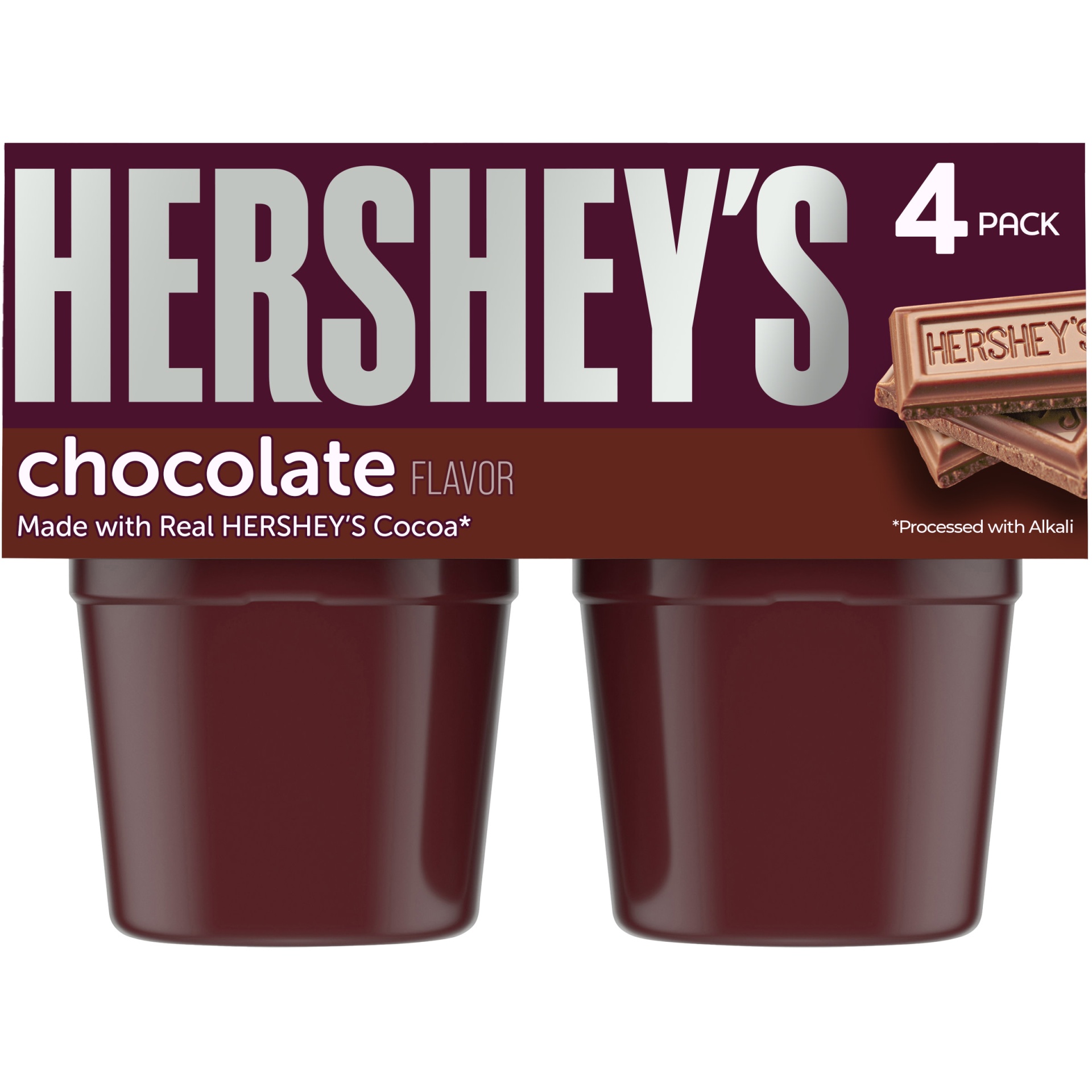 slide 1 of 1, Hershey's Chocolate Ready-to-Eat Pudding Cups Snack with Milk & Real Cocoa Cups, 15.5 oz